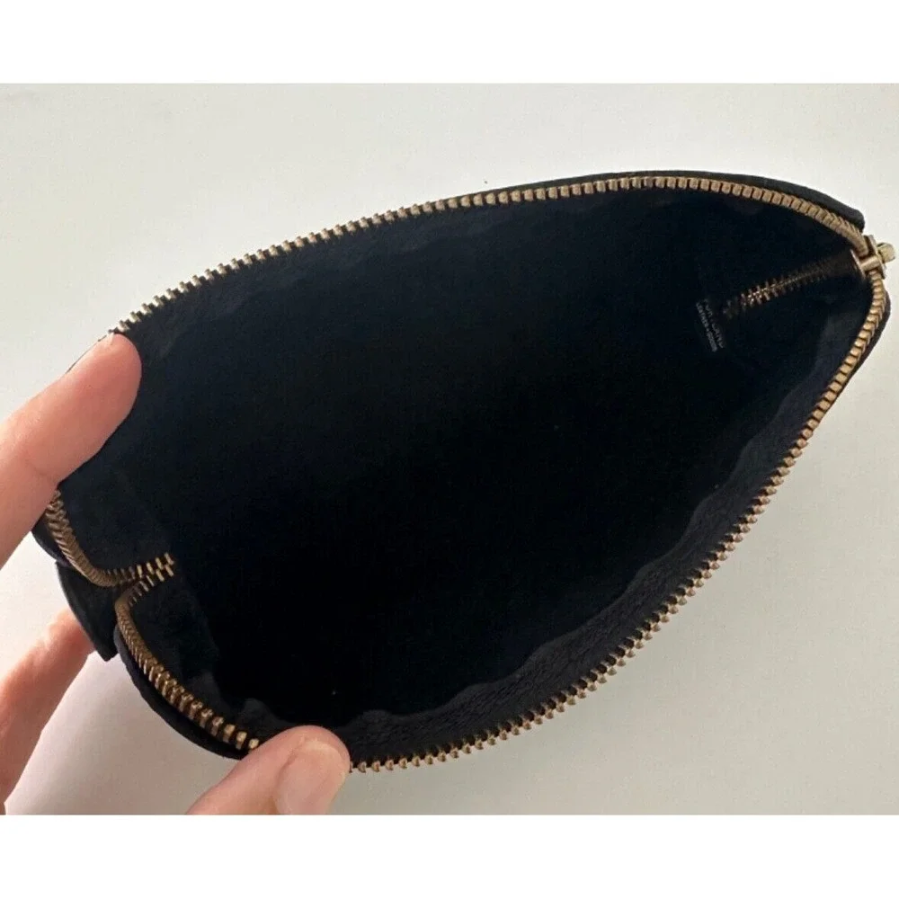 Portland Leather Goods Black Case Pouch Zipper Pencil Makeup Small